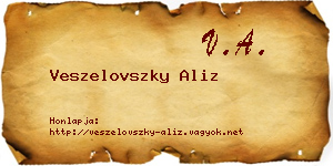 Veszelovszky Aliz névjegykártya